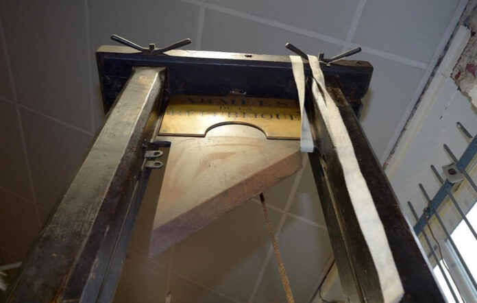 150-year-old French guillotine replica.