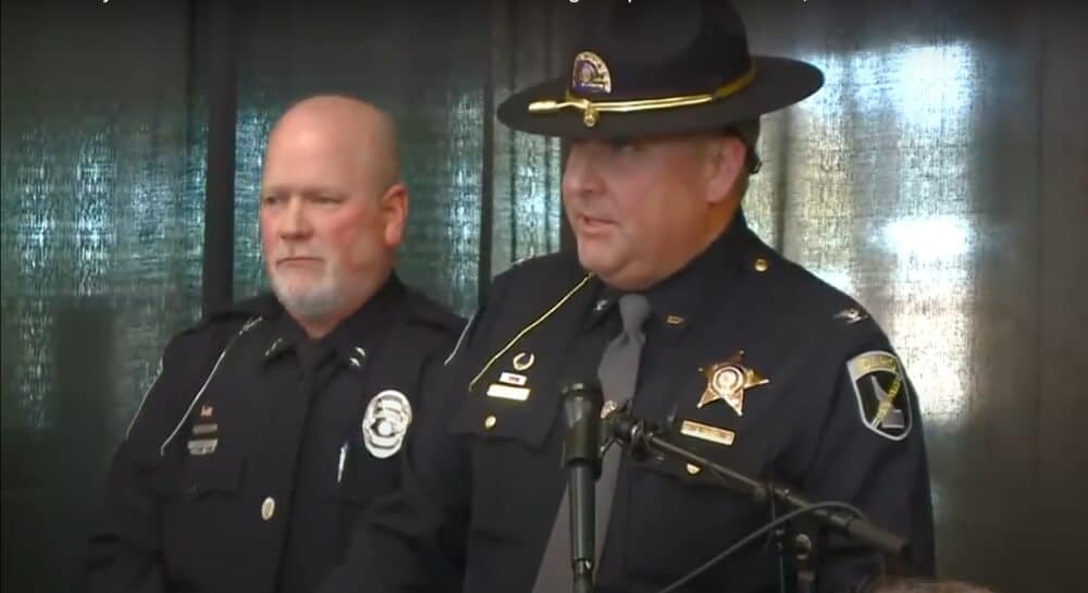 Image from the Moscow Police Press Conference on November 22, 2023 of officer and police Sheriff.